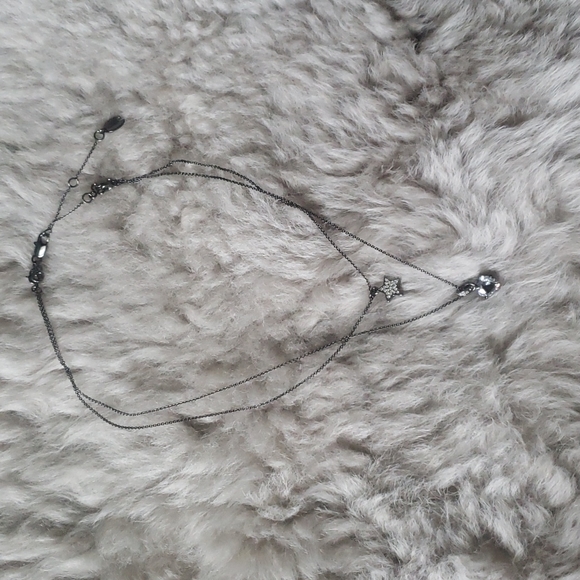 Juicy Couture Double Layer Hematite Star and Heart Crystal Pave Necklace - Picture 4 of 11